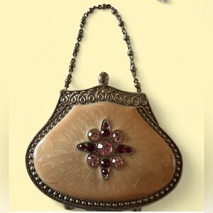 PartyLite metal tea light Candle Holder purse with mirror